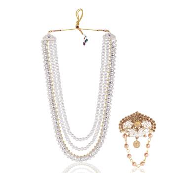 Layered moti necklace With Antique Brooch 1