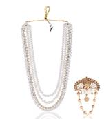 Layered moti necklace With Antique Brooch