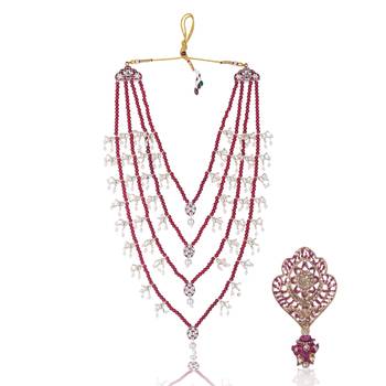 Men Kundan-Studded Pearl Groom Dulha Moti Mala Necklace With Designer Brooch 1