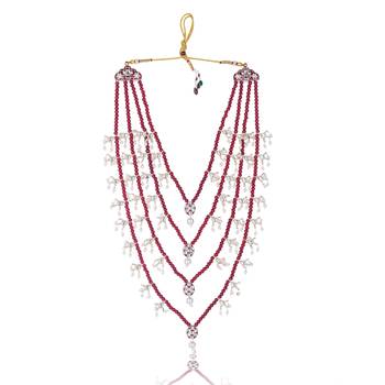 Layered pearl groom mala with gold-plated brooch     classic elegance 3