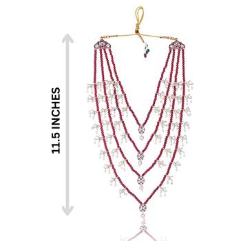 Layered pearl groom mala with gold-plated brooch     classic elegance 5