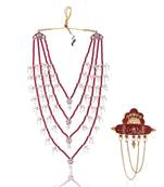 Men Kundan-Studded Pearl Groom Dulha Moti Mala Necklace With Designer Brooch