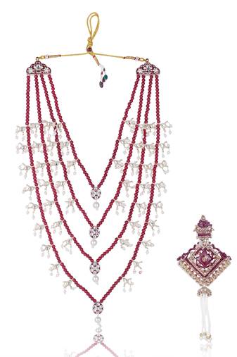 Men Kundan-Studded Pearl Groom Dulha Moti Mala Necklace With Designer Brooch