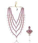 Men Kundan-Studded Pearl Groom Dulha Moti Mala Necklace With Designer Brooch