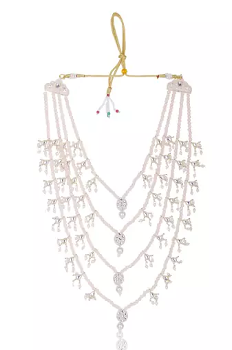 Men Kundan-Studded Pearl Groom Dulha Moti Mala Necklace With Designer Brooch