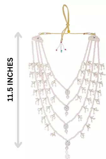 Men Kundan-Studded Pearl Groom Dulha Moti Mala Necklace With Designer Brooch