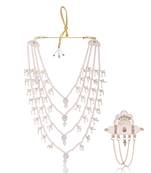 Men Kundan-Studded Pearl Groom Dulha Moti Mala Necklace With Designer Brooch