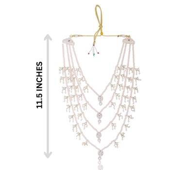 Men Kundan-Studded Pearl Groom Dulha Moti Mala Necklace With Designer Brooch 4