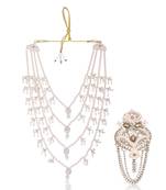 Men Kundan-Studded Pearl Groom Dulha Moti Mala Necklace With Designer Brooch