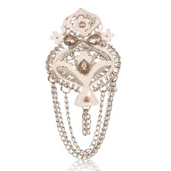 Men Kundan-Studded Pearl Groom Dulha Moti Mala Necklace With Designer Brooch 2