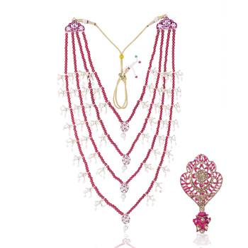 Men Kundan-Studded Pearl Groom Dulha Moti Mala Necklace With Designer Brooch 1