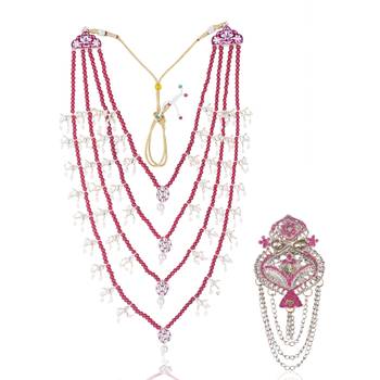 Men Kundan-Studded Pearl Groom Dulha Moti Mala Necklace With Designer Brooch 1