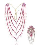 Men Kundan-Studded Pearl Groom Dulha Moti Mala Necklace With Designer Brooch