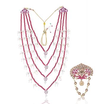 Men Kundan-Studded Pearl Groom Dulha Moti Mala Necklace With Designer Brooch 1