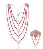 Men Kundan-Studded Pearl Groom Dulha Moti Mala Necklace With Designer Brooch