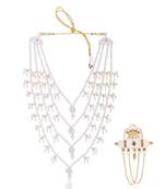 Men Kundan-Studded Pearl Groom Dulha Moti Mala Necklace With Designer Brooch