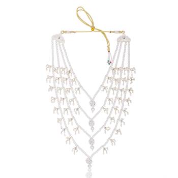 Men Kundan-Studded Pearl Groom Dulha Moti Mala Necklace With Designer Brooch 3