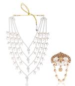 Men Kundan-Studded Pearl Groom Dulha Moti Mala Necklace With Designer Brooch