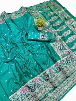Rama Art silk blend saree with blouse 1