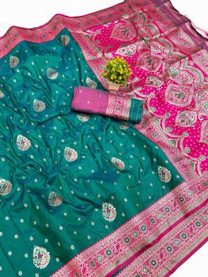 Rama Art silk blend saree with blouse 1