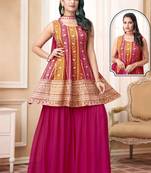 Womens Red Designer Embroidered Work Gharara Suit for Wedding, Reception, Party and Festivals Kurta Sharara Dupatta set