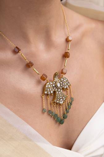 gold plated multicolor kundan necklace