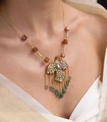 gold plated multicolor kundan necklace