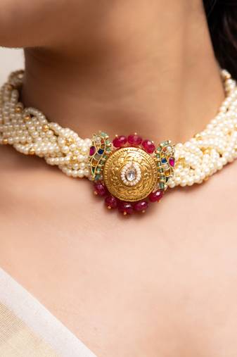 gold plated Multicolor stone necklace
