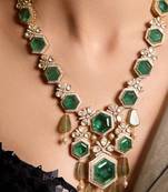 gold plated  Emerald stone necklace set