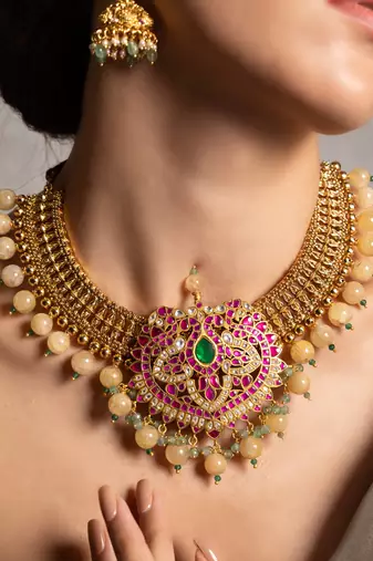  gold plated kundan necklace set