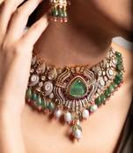 gold plated multicolor kundan necklace set