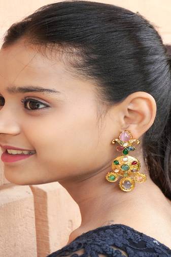 Statement multistone dangle earrings