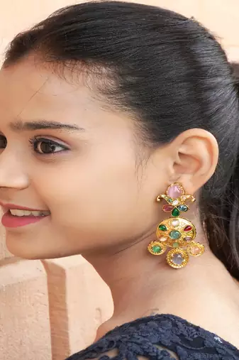 Statement multistone dangle earrings