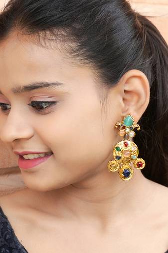 Statement multistone dangle earrings