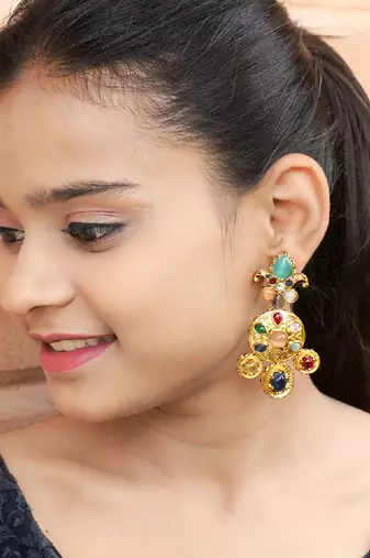 Statement multistone dangle earrings