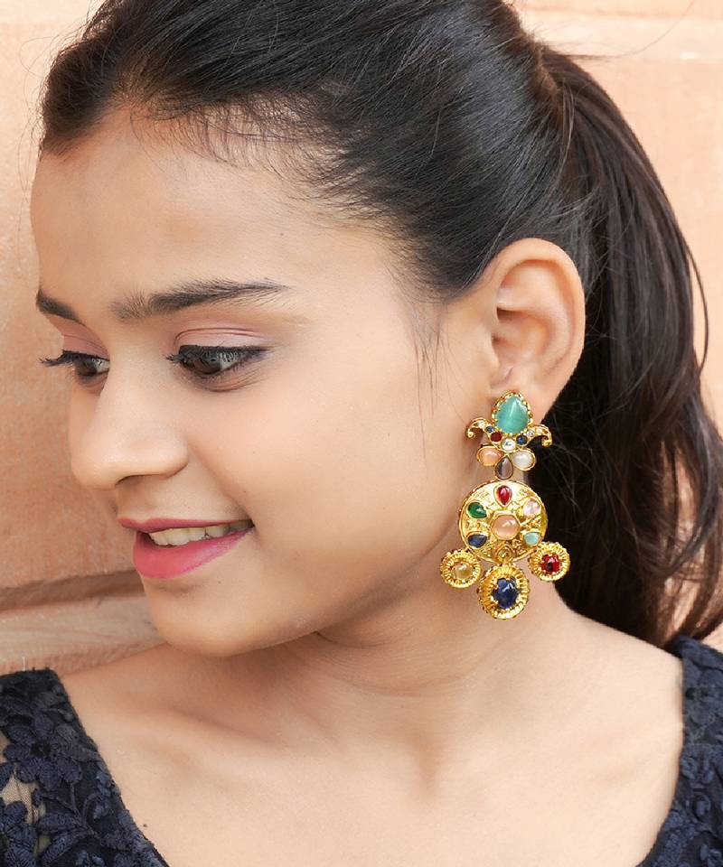 Statement multistone dangle earrings