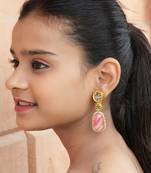 Elegant oval drop earrings with triple gemstone design