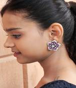 Statement floral stud earrings with pave detailing