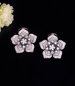 Statement floral stud earrings with pave detailing