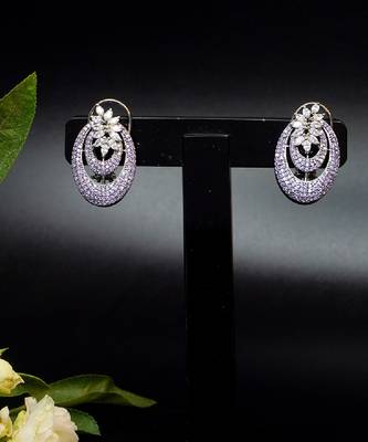 Elegant oval floral studded earrings 2