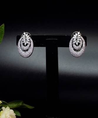 Elegant oval floral studded earrings 2