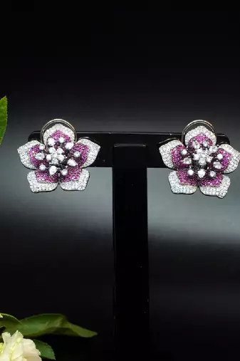 Statement floral stud earrings with pave detailing