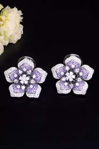Statement floral stud earrings with pave detailing