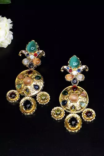 Statement multistone dangle earrings