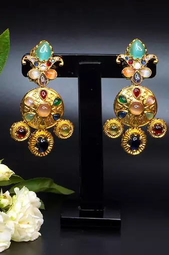 Statement multistone dangle earrings
