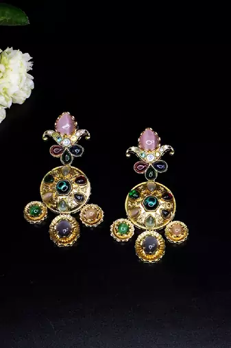 Statement multistone dangle earrings