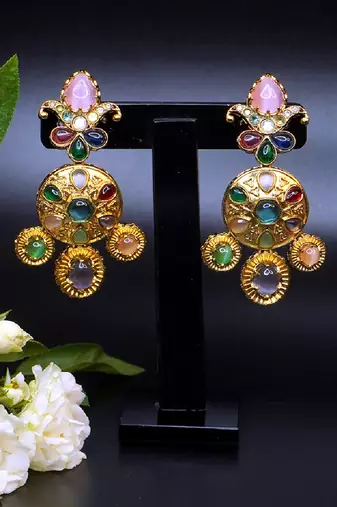 Statement multistone dangle earrings