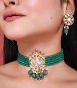 Green gold plated necklace set