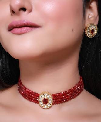Red gold plated necklace set 1