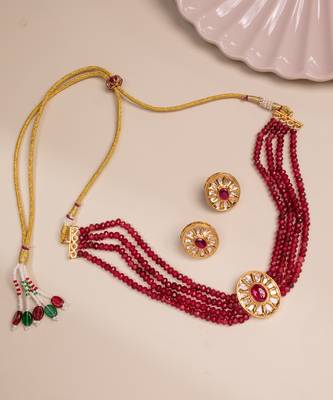 Red gold plated necklace set 2